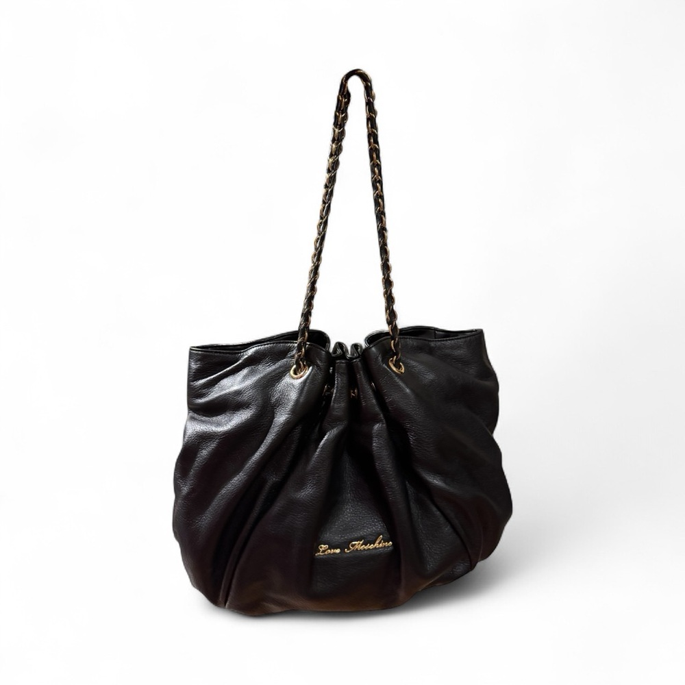 Love Moschino Black Leather Borsa Manici Nero Shoulder Bag